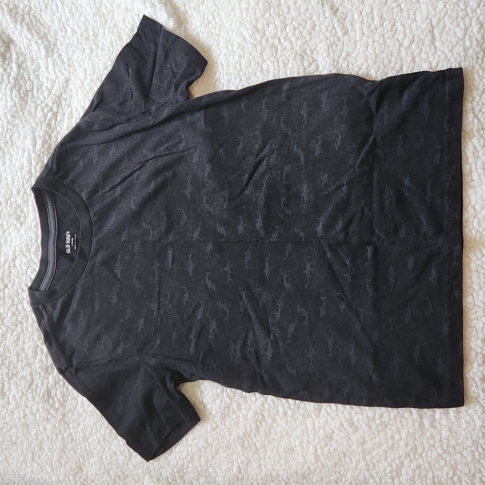 Boys Old Navy Black Shark Shirt Large/10-12